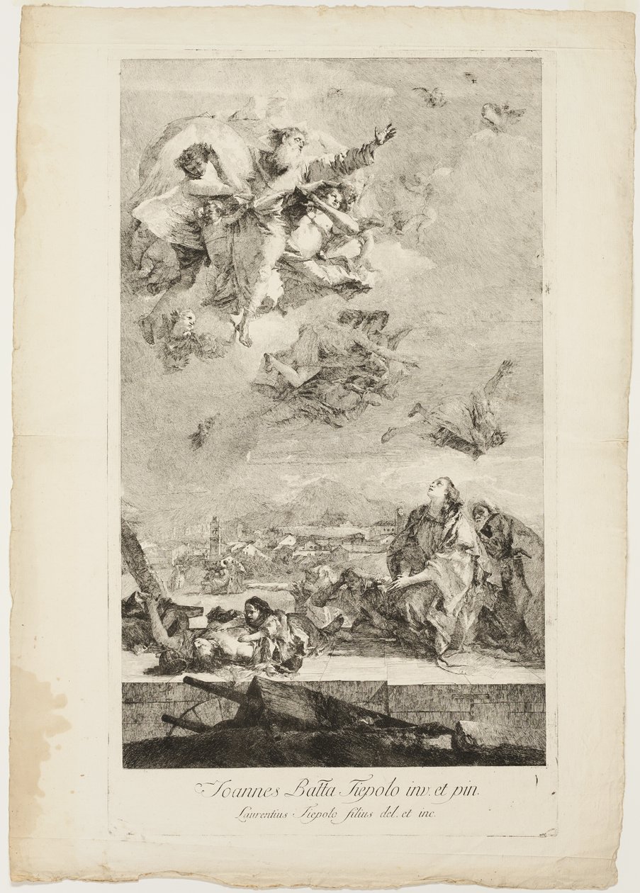 Saint Thecla ber för slutet av pesten i staden Este av Lorenzo Tiepolo