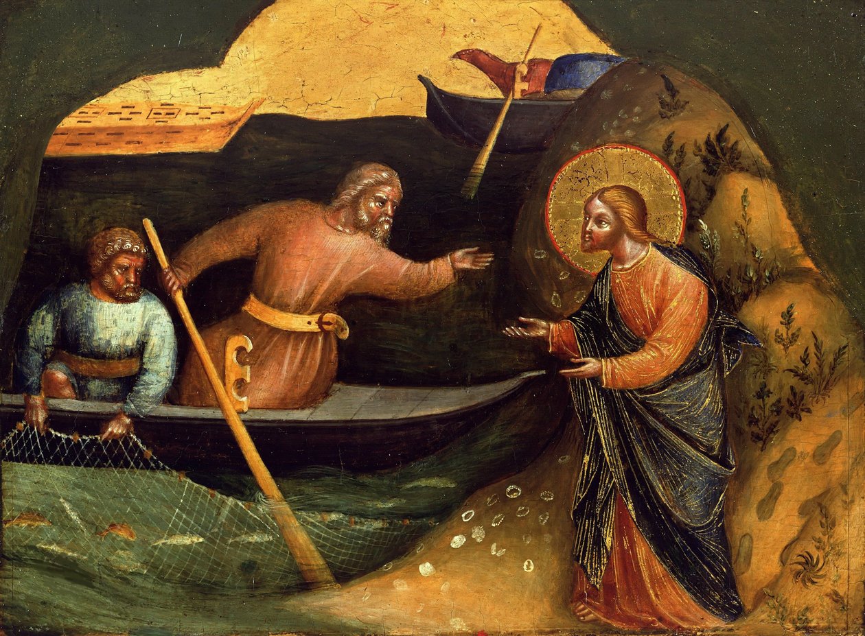 Calling of the Apostles Peter and Andrew Predella Panel, ca 1370. av Lorenzo Veneziano