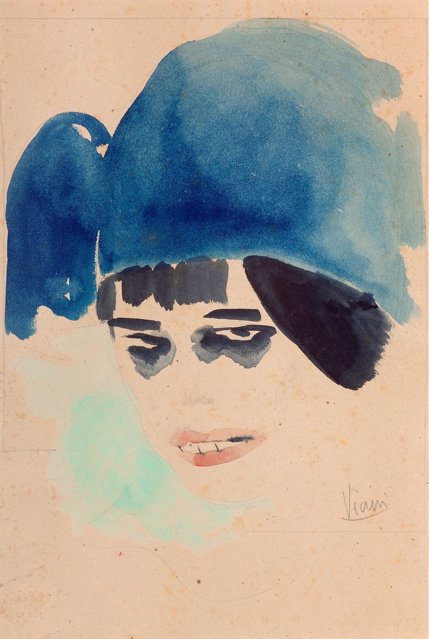 Porträtt, ca 1912 (akvarell och penna på papper) av Lorenzo Viani