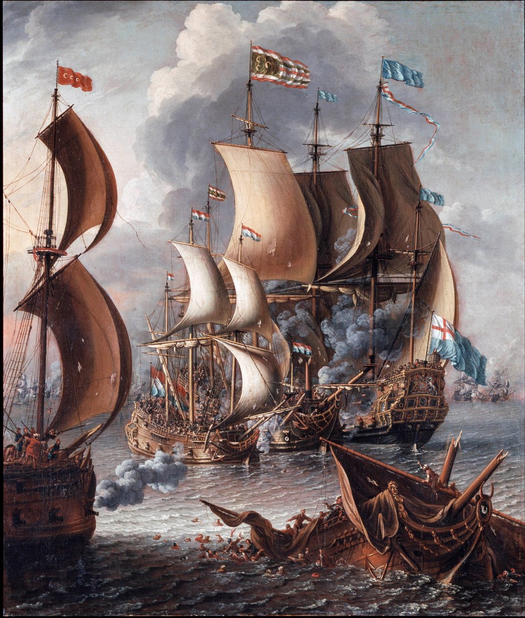 Ett sjöslag med Barbary Corsairs av Lorenzo a Castro
