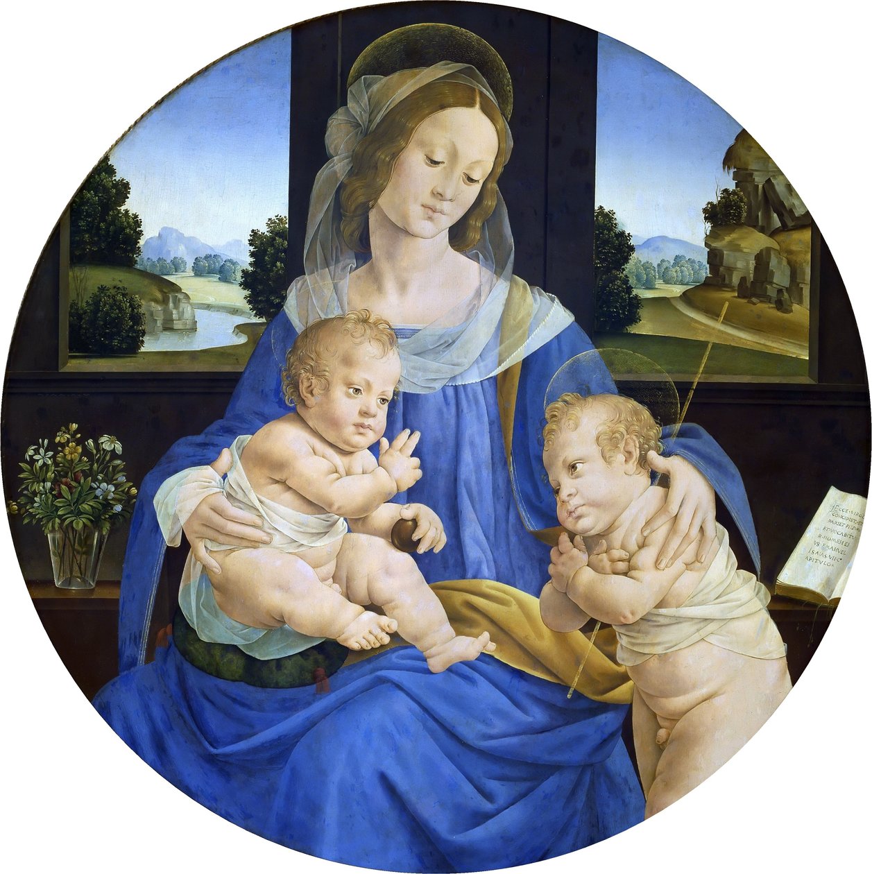 Jungfru Maria med barnet och barnet Johannes Döparen av Lorenzo di Credi