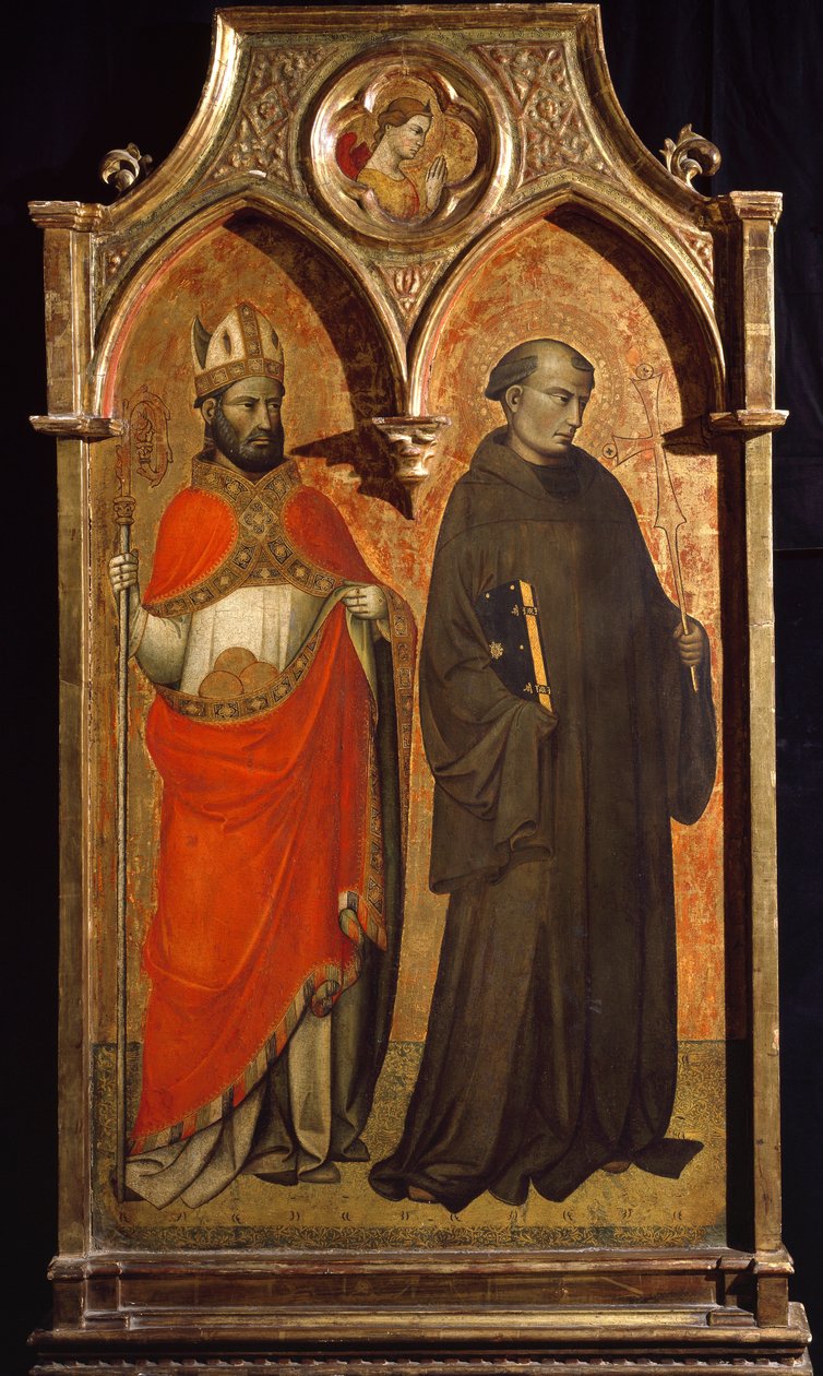 Saint Nicholas of Bari och Saint Francois of Assisi Målning av Lorenzo di Niccolo Gerini (1300-1400-talet) Sön 153,6x85,5 cm Assisi, Museum of the Treasury of the Basilica of San Francesco. Perkins College av Lorenzo di Niccolo Gerini