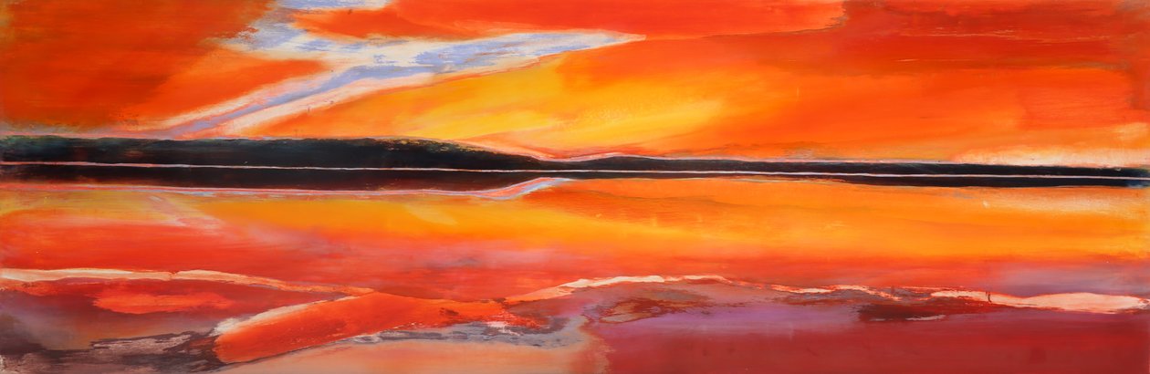 Phoenix Rising, 2014, olja och schellack på gessopanel av Lou Gibbs