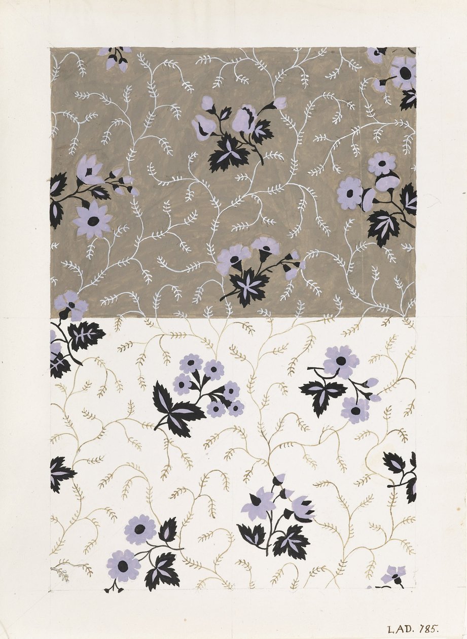 Design for a Printed Textile- Floral av Louis-Albert DuBois