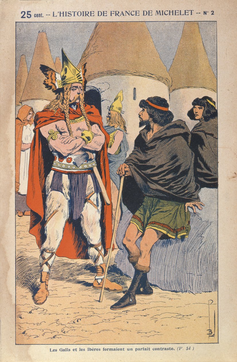 Gallerna och iberierna, illustration från Histoire de France av Jules Michelet (1798-1874) c.1900 av Louis Charles Bombled