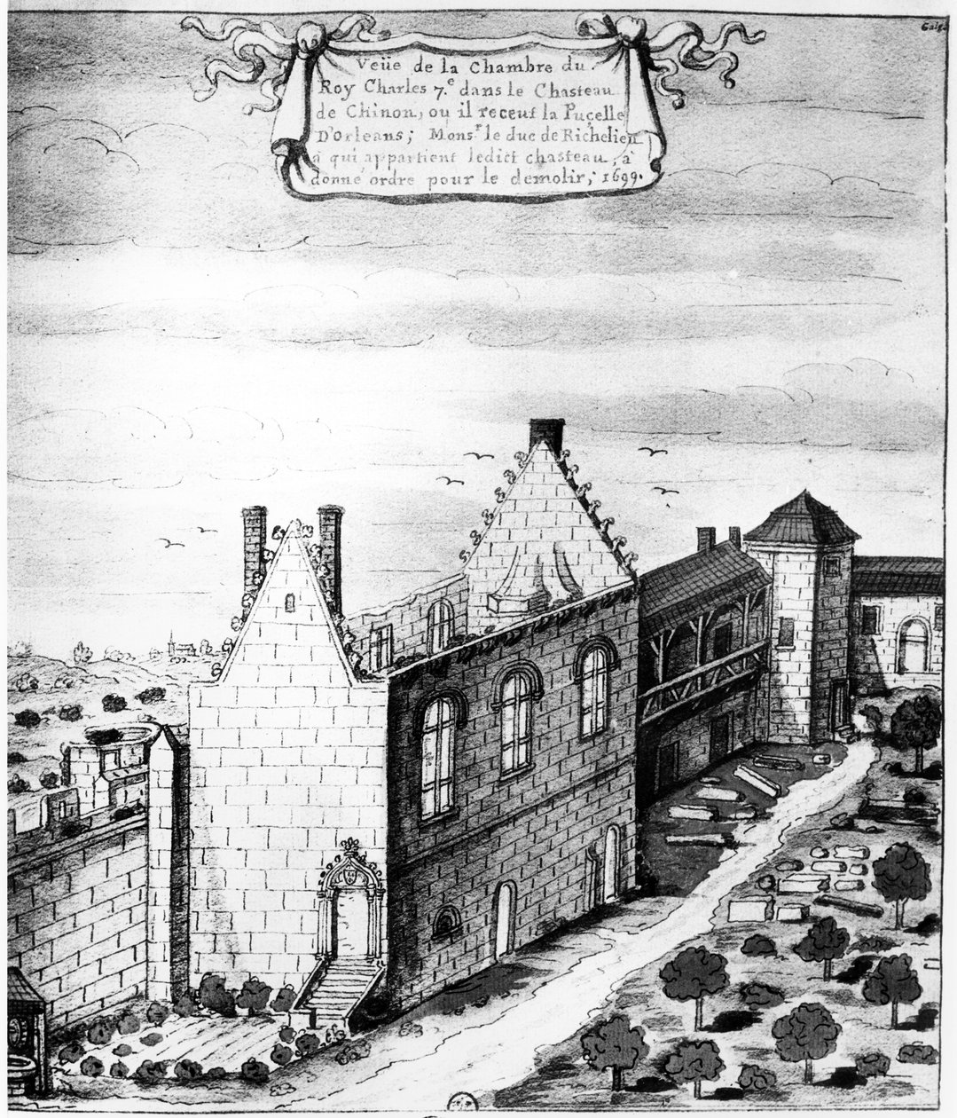 Utsikt över kammaren vid slottet Chinon där kung Karl VII av Frankrike tog emot Jeanne d