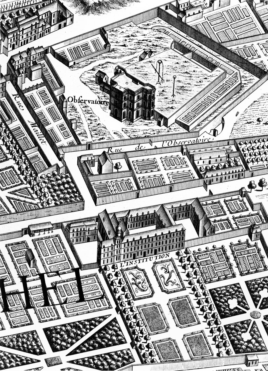Observatoriet, detalj från planen av Paris, känd som Plan de Turgot, graverad av Claude Lucas, 1734-39 gravyrdetalj av 233535 av Louis Bretez