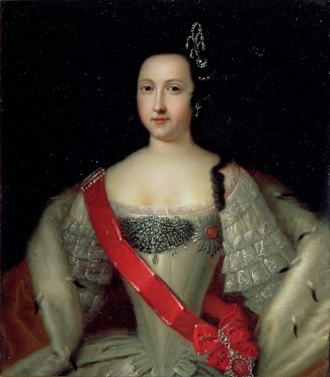 Porträtt av prinsessan Anna (1718-46), mor till kejsar Ivan VI (1740-64), efter 1733 av Louis Caravaque