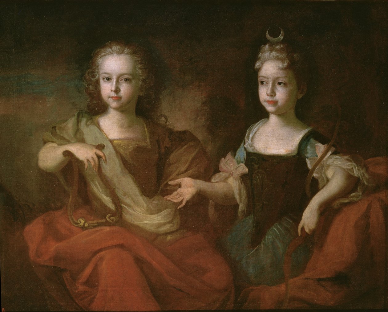 Tsarevitj Peter Alekseevitj och Tsarevna Nathalie Alekseevna som Apollon och Diana, ca 1722 av Louis Caravaque