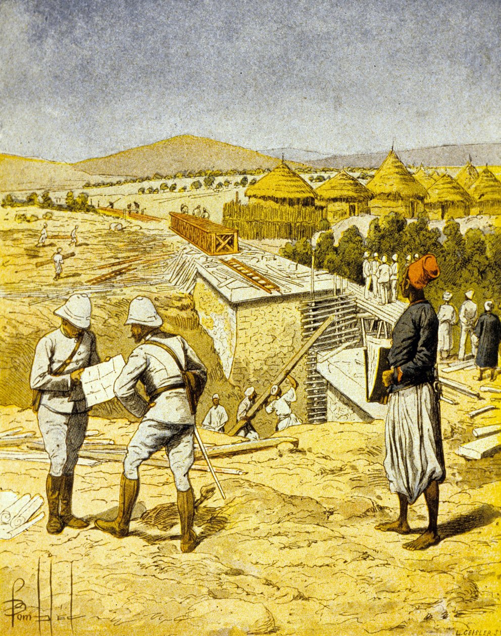 Byggande av järnvägen mellan Medine och Bafoulabé. av Louis Charles Bombled