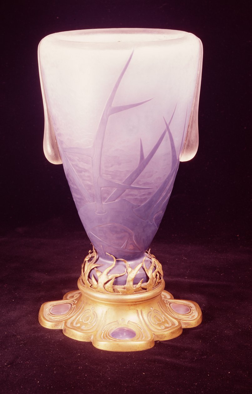 Favrile vas med ormolu bas (glas) av Louis Comfort Tiffany