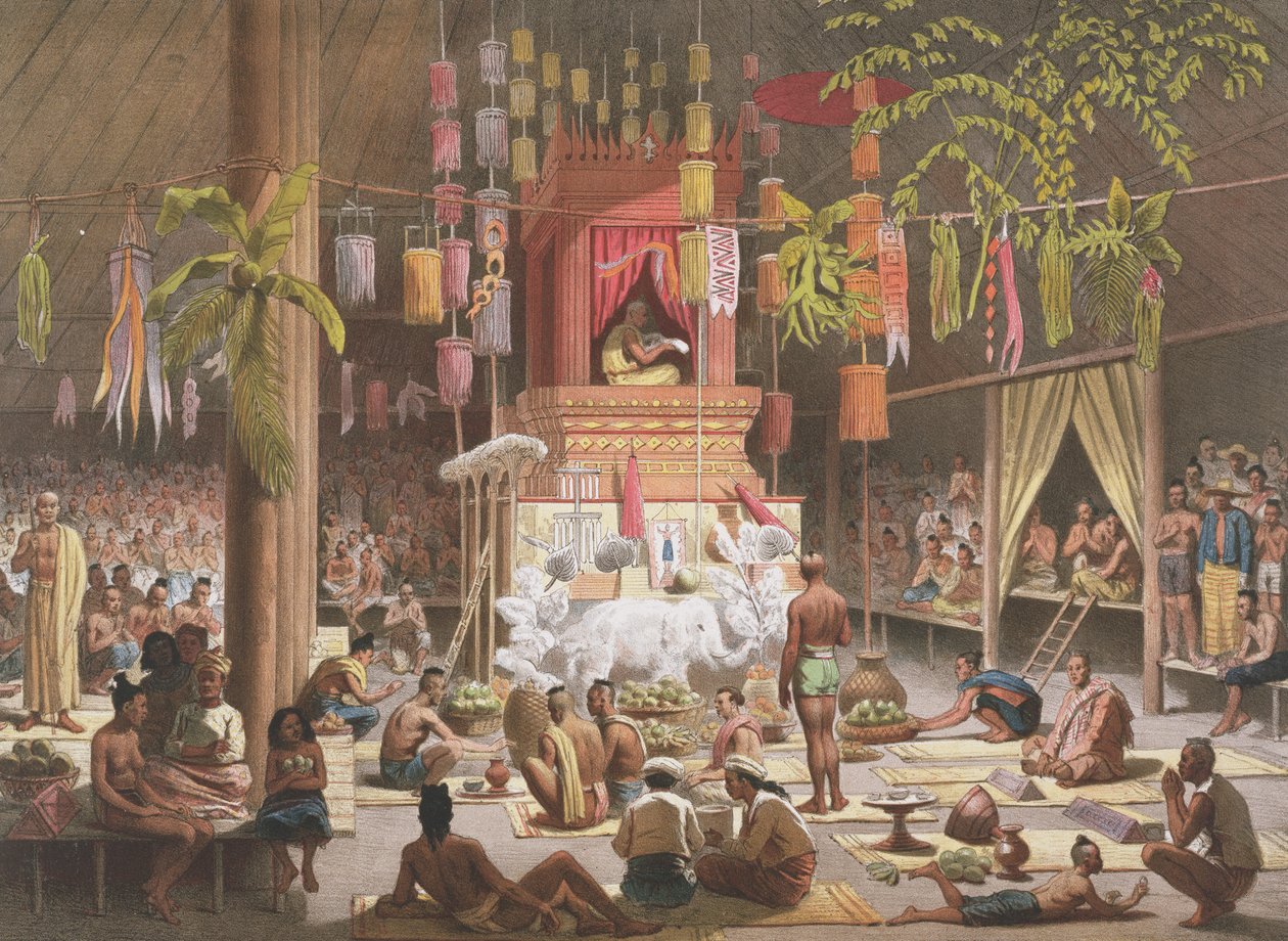 Festival i en pagod i Ngong Kair, Laos, från "Atlas du Voyage d