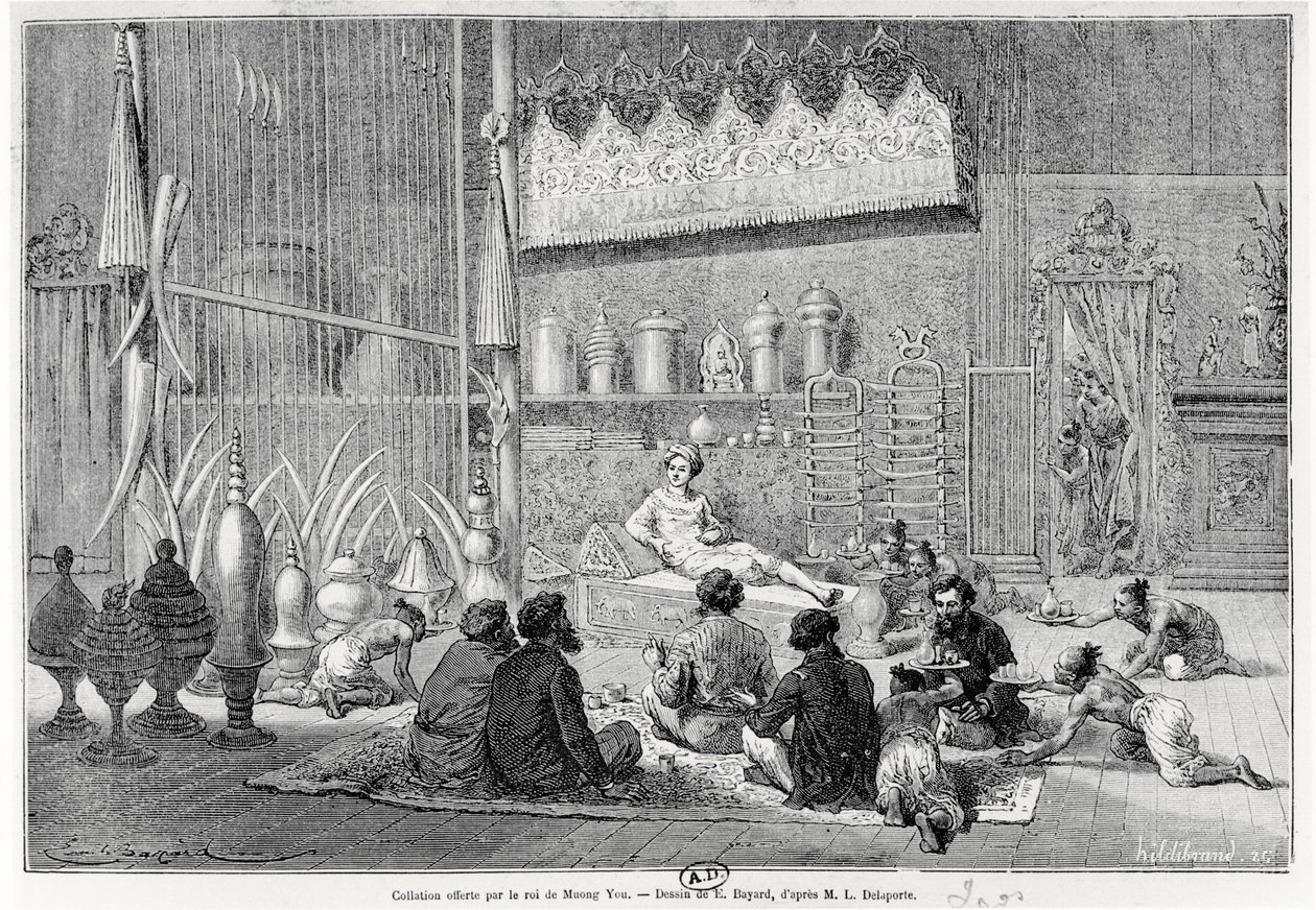 Mat som erbjuds av kungen av Muong You, 1877 av Louis Delaporte