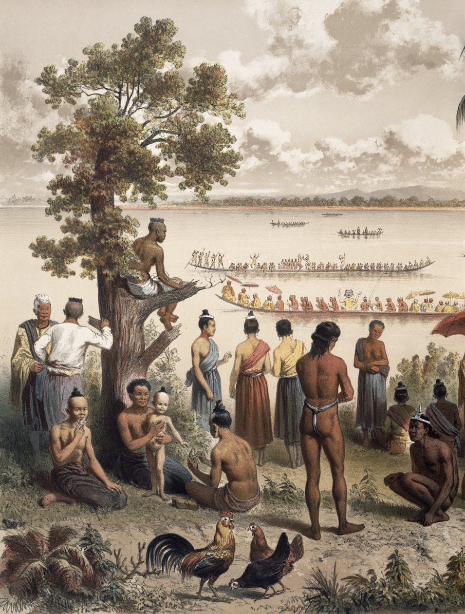 Pirogue races on the Bassac River, detalj från 