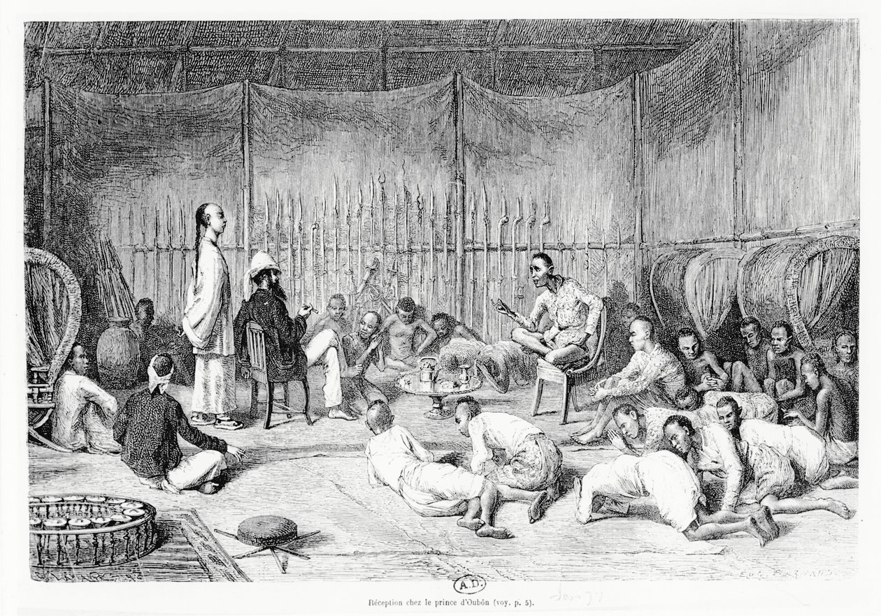 Mottagning av prinsen av Oubon, Laos, 1877 av Louis Delaporte