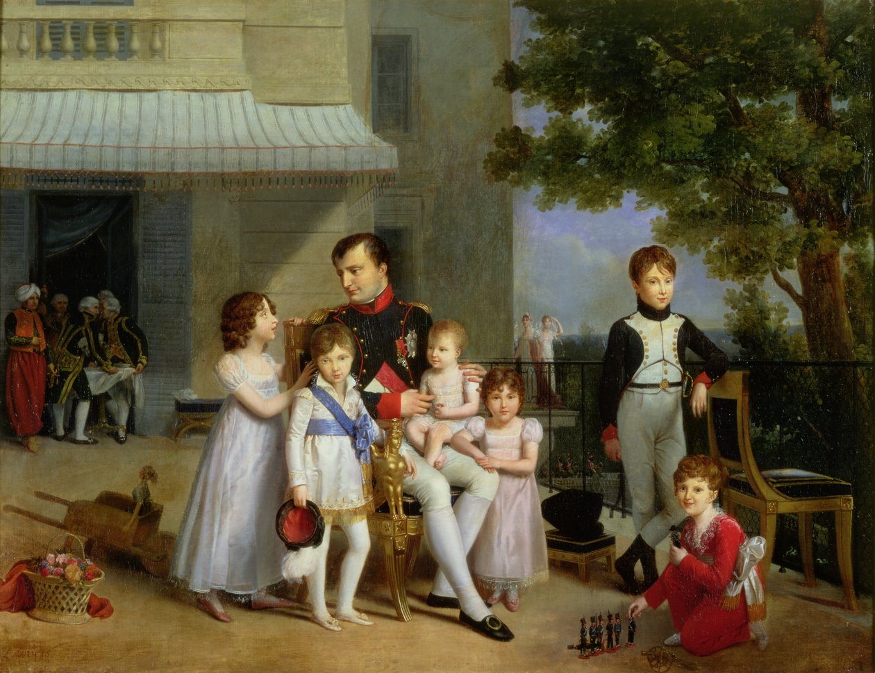 Ata o Napoleon Bonaparte (1769-1821) ma ona tuagane ma tuagane i luga o le Terrace i Saint-Cloud, 1810 swed av Louis Ducis