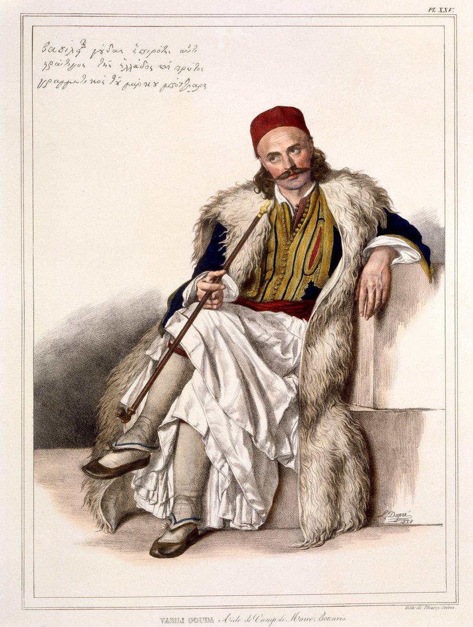 Vanila Gouda, Aide de Camp of Notis Botazaris - Plåt XXV, graverad av Lemercier från 
