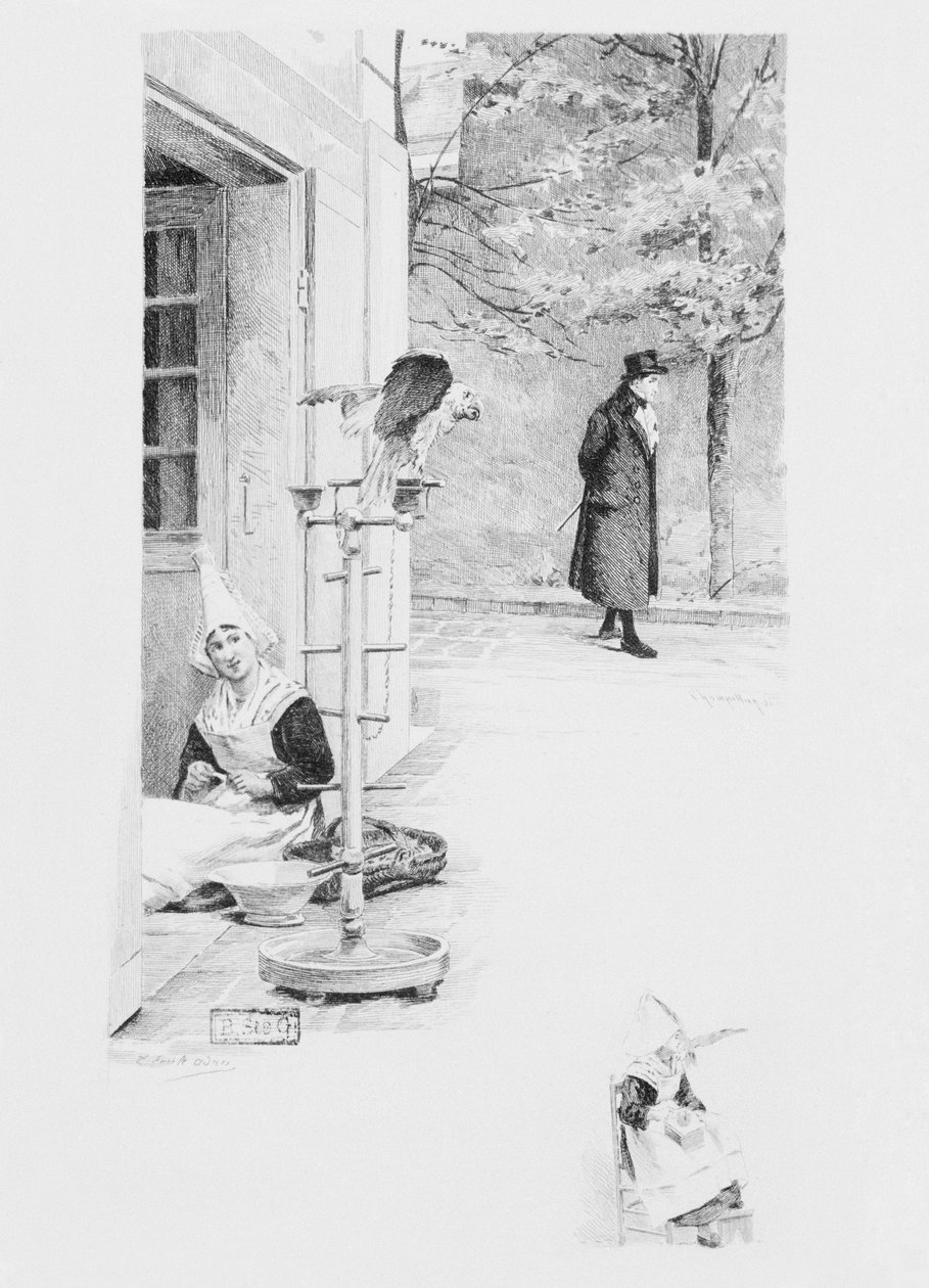Tjänaren Felicite och papegojan Loulou, illustration från 
