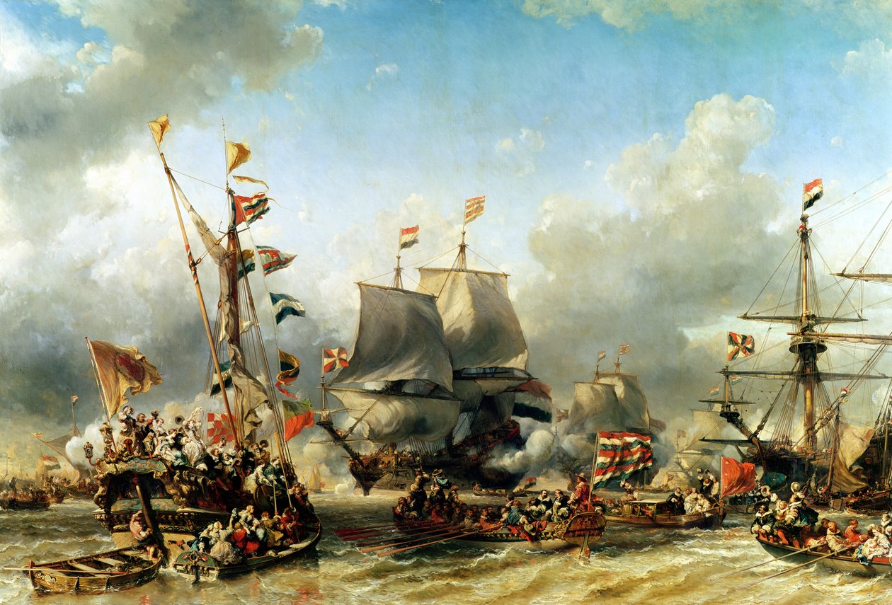 Ruyters och William de Witts ombordstigning 1667, 1850-51 av Eugene Isabey