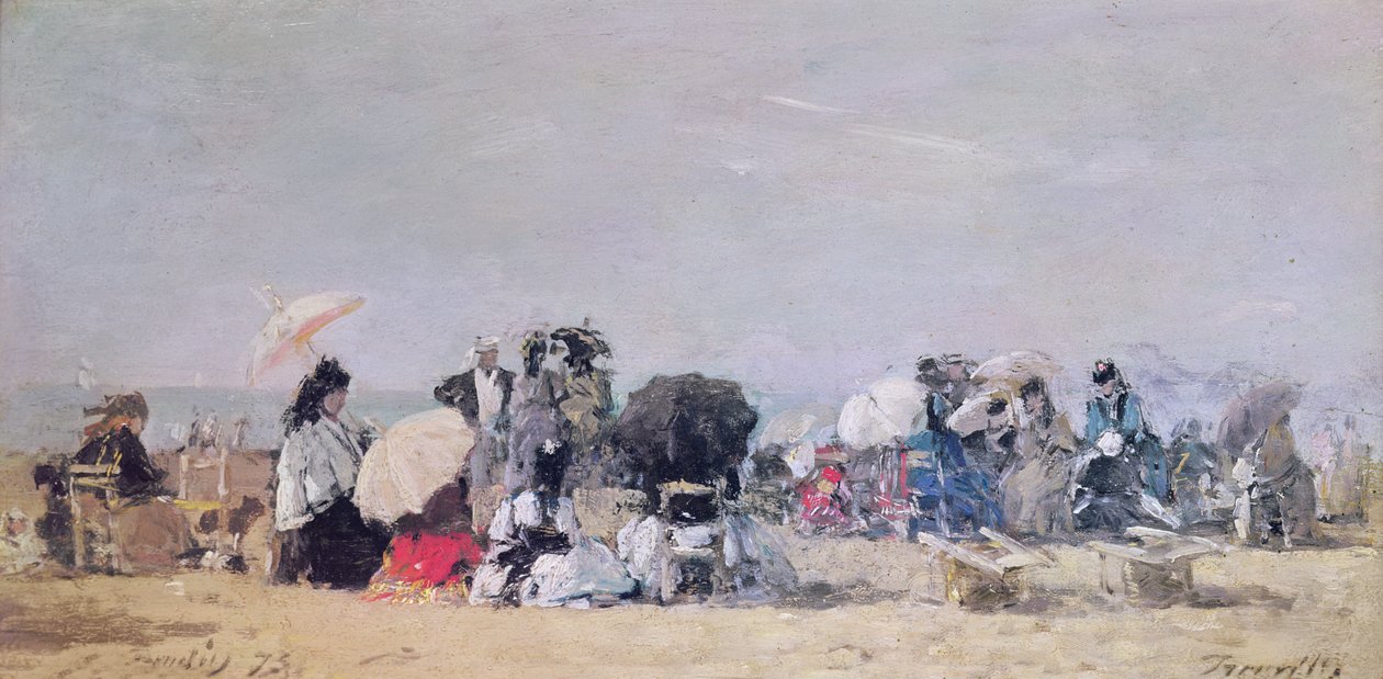 Strandscen, Trouville, 1873 av Eugene Louis Boudin
