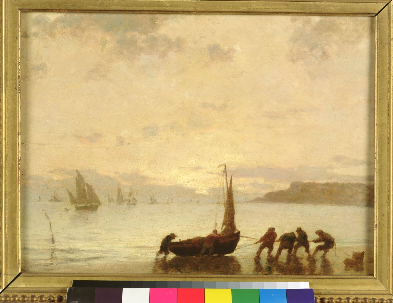 Återvända från fiske med solnedgång av Eugene Louis Boudin