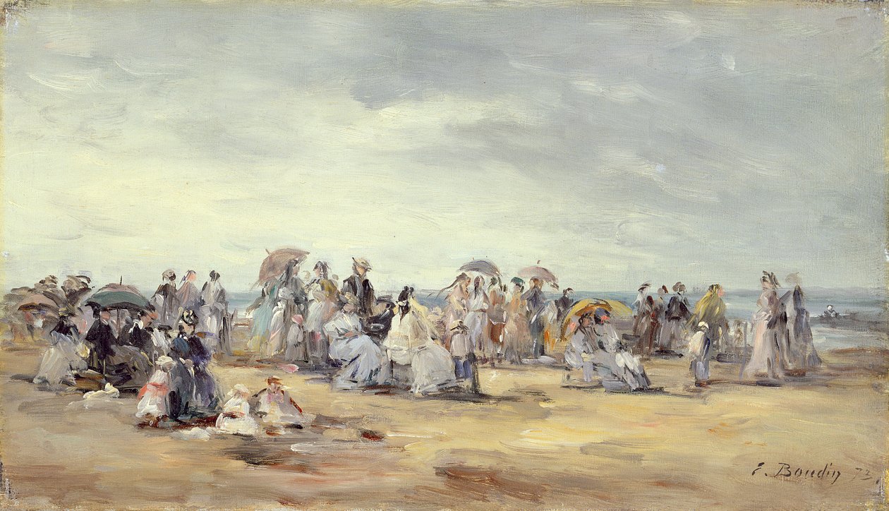 Stranden i Trouville, 1873 av Eugene Louis Boudin