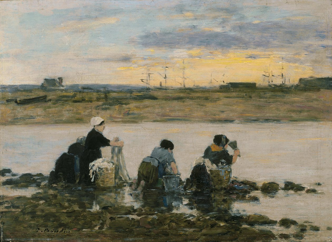 Tvättmän vid floden av Eugene Louis Boudin