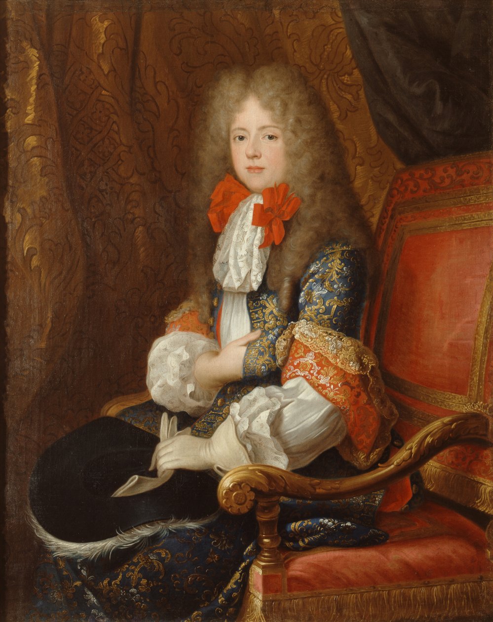 Porträtt av Liselotte av Pfalz, hertiginna av Orléans i jaktkostym (1652-1722) av Louis Ferdinand Elle the Younger