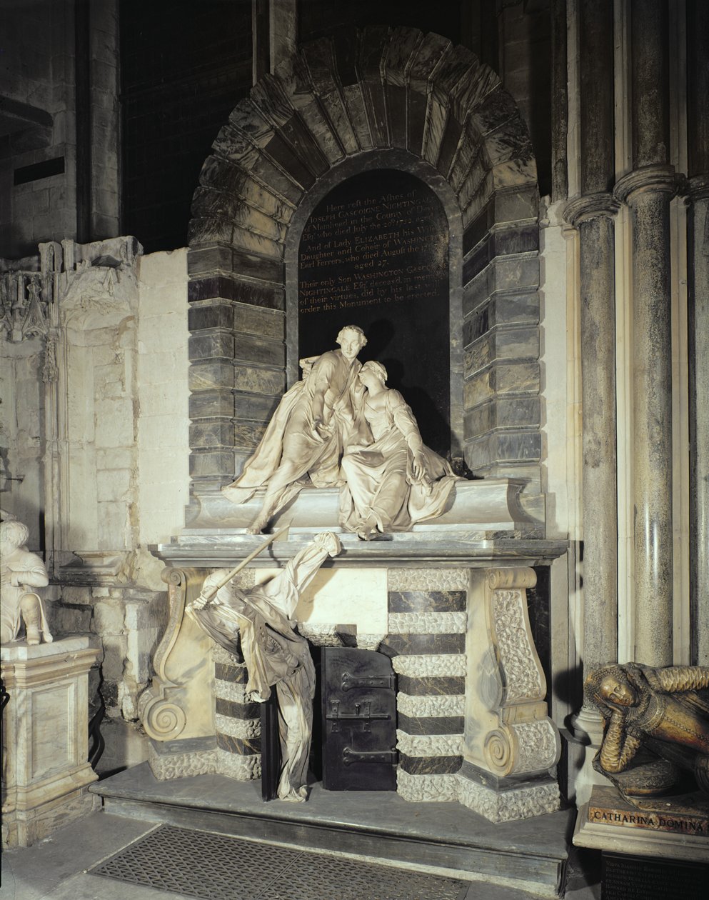Sir Joseph och Lady Elizabeth Nightingales grav (död 1731), 1761 (marmor) av Louis Francois Roubillac