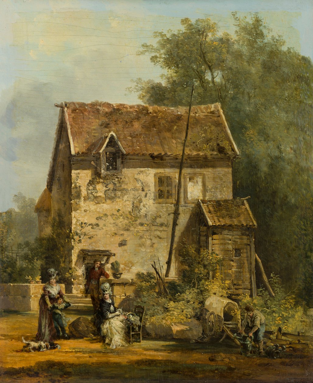 Elegant företag i en trädgård av Louis Gabriel Moreau