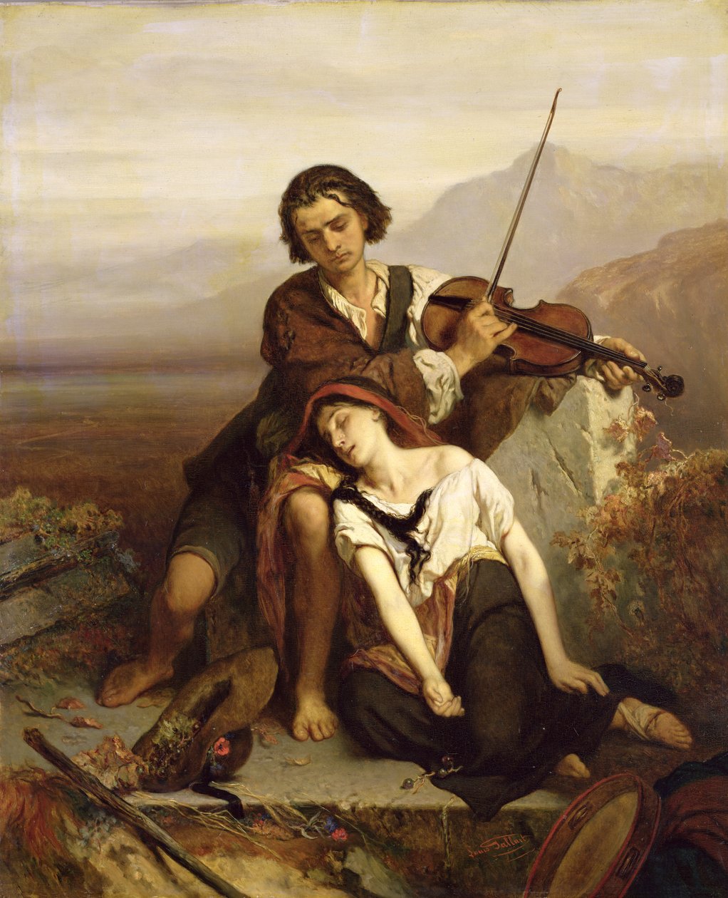 Tröst i sorg, c.1852 av Louis Gallait