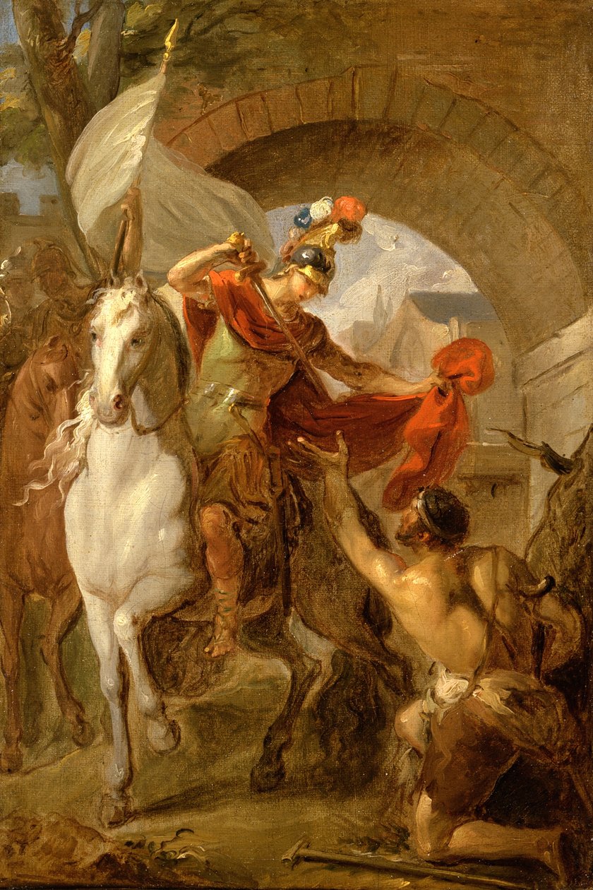 Sankt Martin delar sin rock med en tiggare, ca 1737 av Louis Galloche
