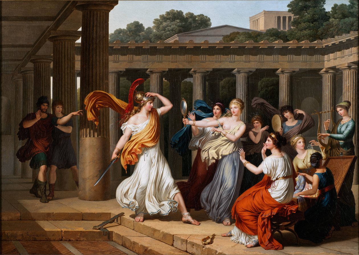 Odysseus känner igen Achilles bland Lycomedes döttrar av Louis Gauffier