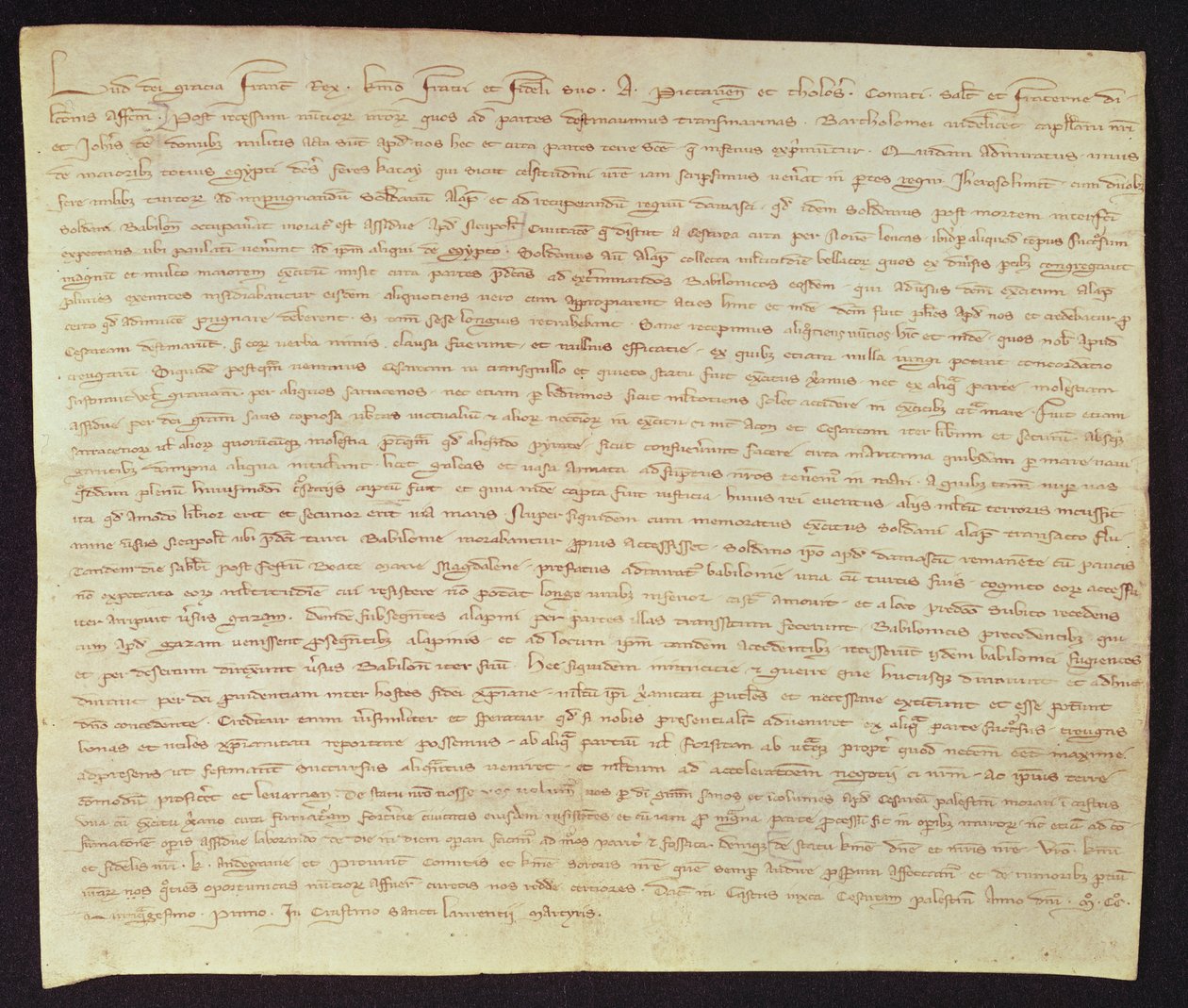 Brev från Ludvig IX till sin bror Alphonse (1220-71) Comte de Poitiers, 11 augusti 1251 av Louis IX