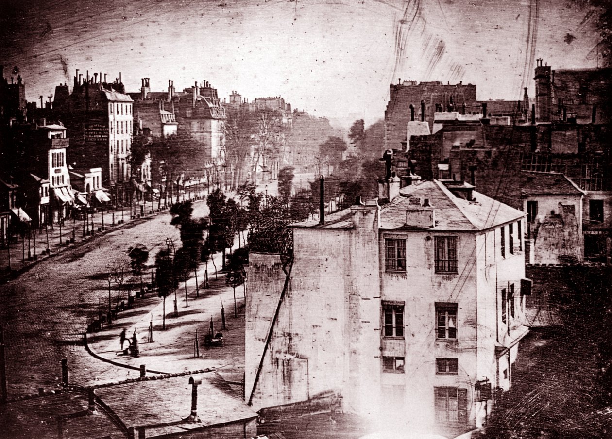 Boulevard du Temple, Paris, 3:e arrondissementet, 1838 (daguerreotypi) av Louis Jacques Mande Daguerre