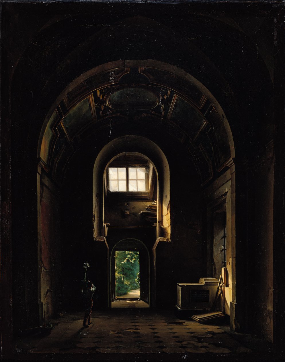 I totonu o le Falesa o Saint-Philippe i le Eglise des Feuillants i Pale, 1814 swed av Louis Jacques Mande Daguerre