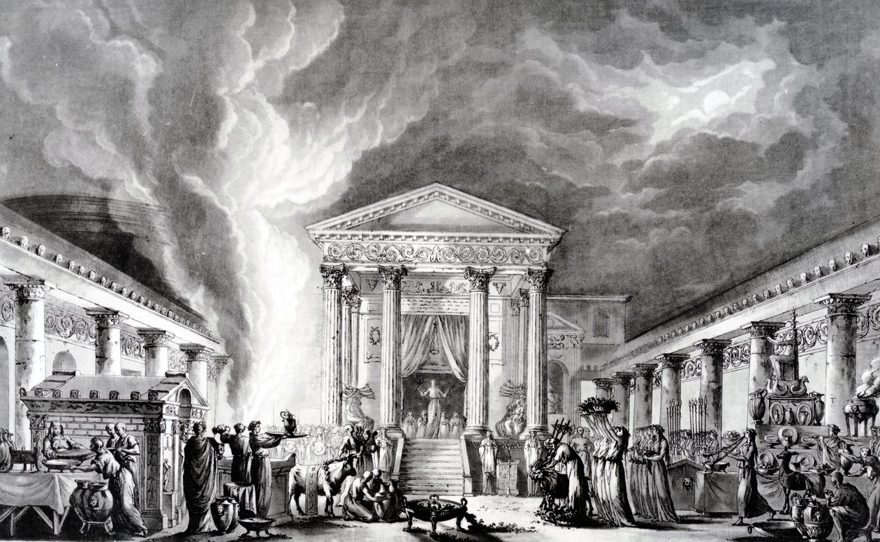 Isis-templet, Pompeji, illustration från Saint Nons "Voyage pittoresque de Naples et de Sicile", etsat av Duplessi-Bertaux och d