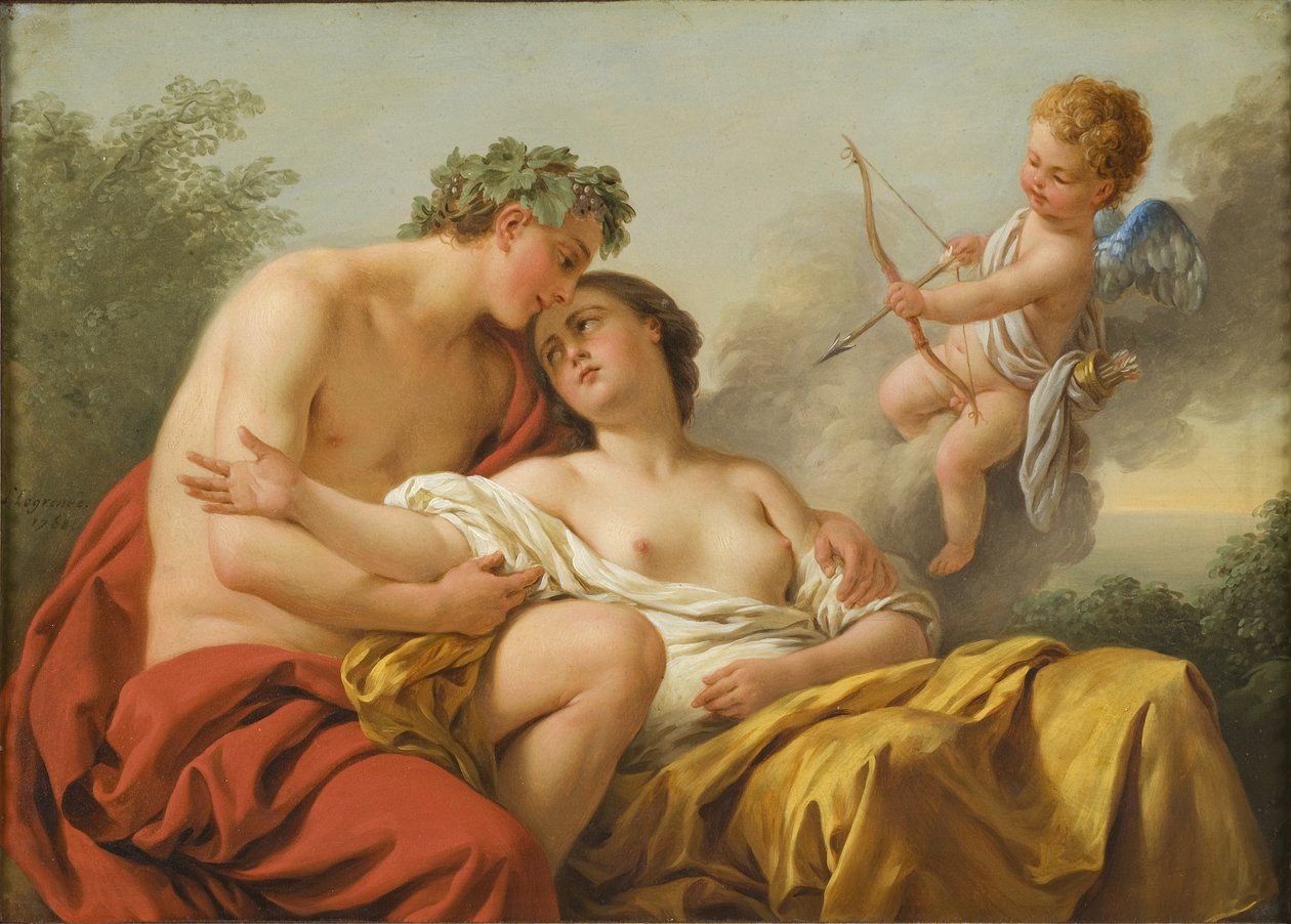 Bacchus och Ariadne, 1768 (olja på koppar) av Louis Jean François Lagrenée