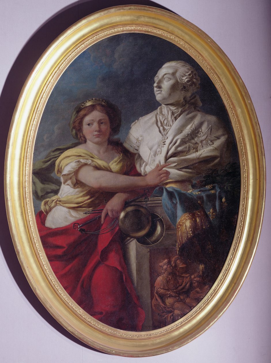 Retfærdighed overvejer busten af Louis XVI swed av Louis Jean François Lagrenée
