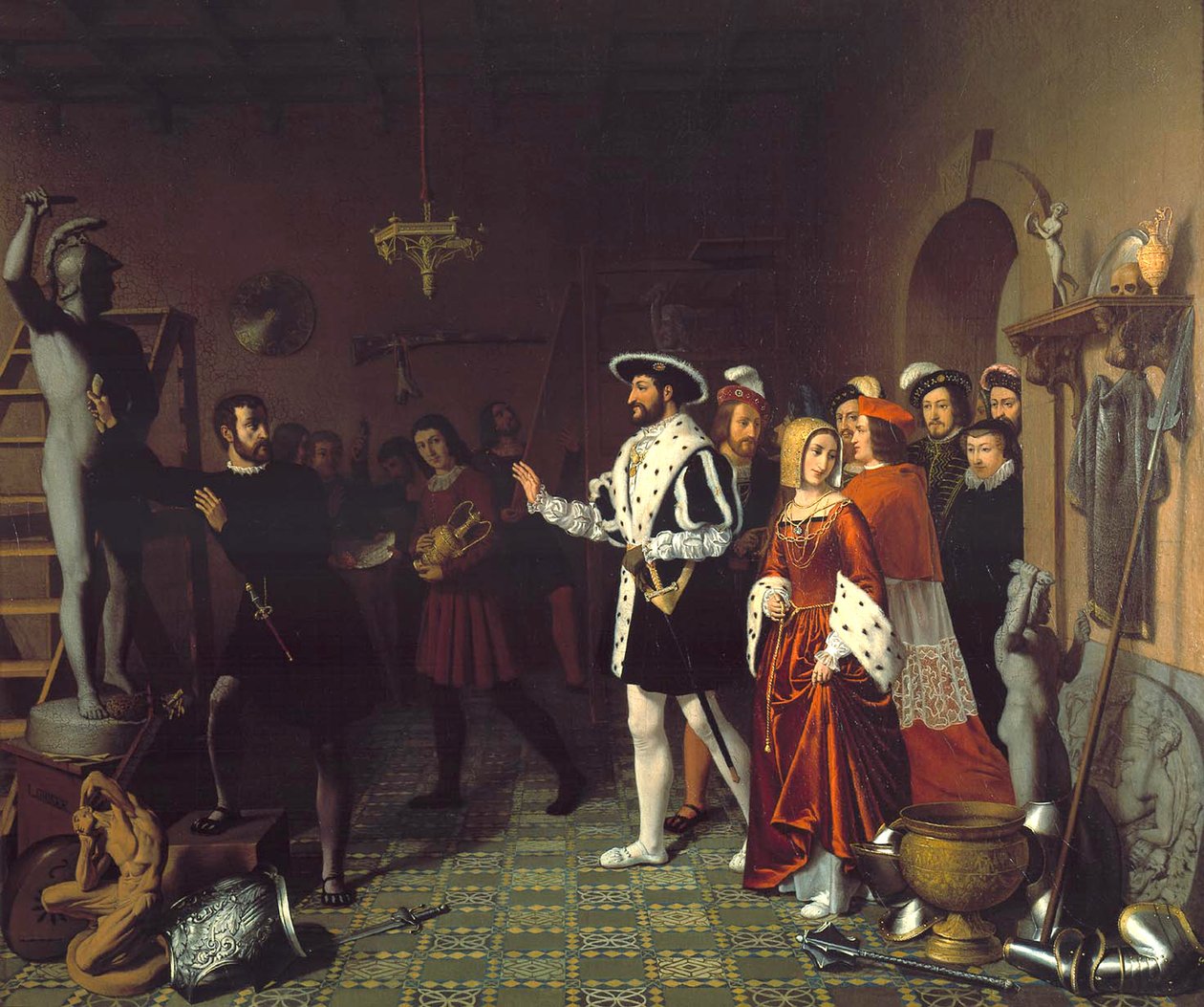 François I besöker Benvenuto Cellini på slottet i Nesle, c. 1845 av Louis Joseph Grisée