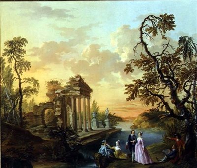 Homage till kärleken av Louis Joseph Watteau de Lilleattr. to Watteau