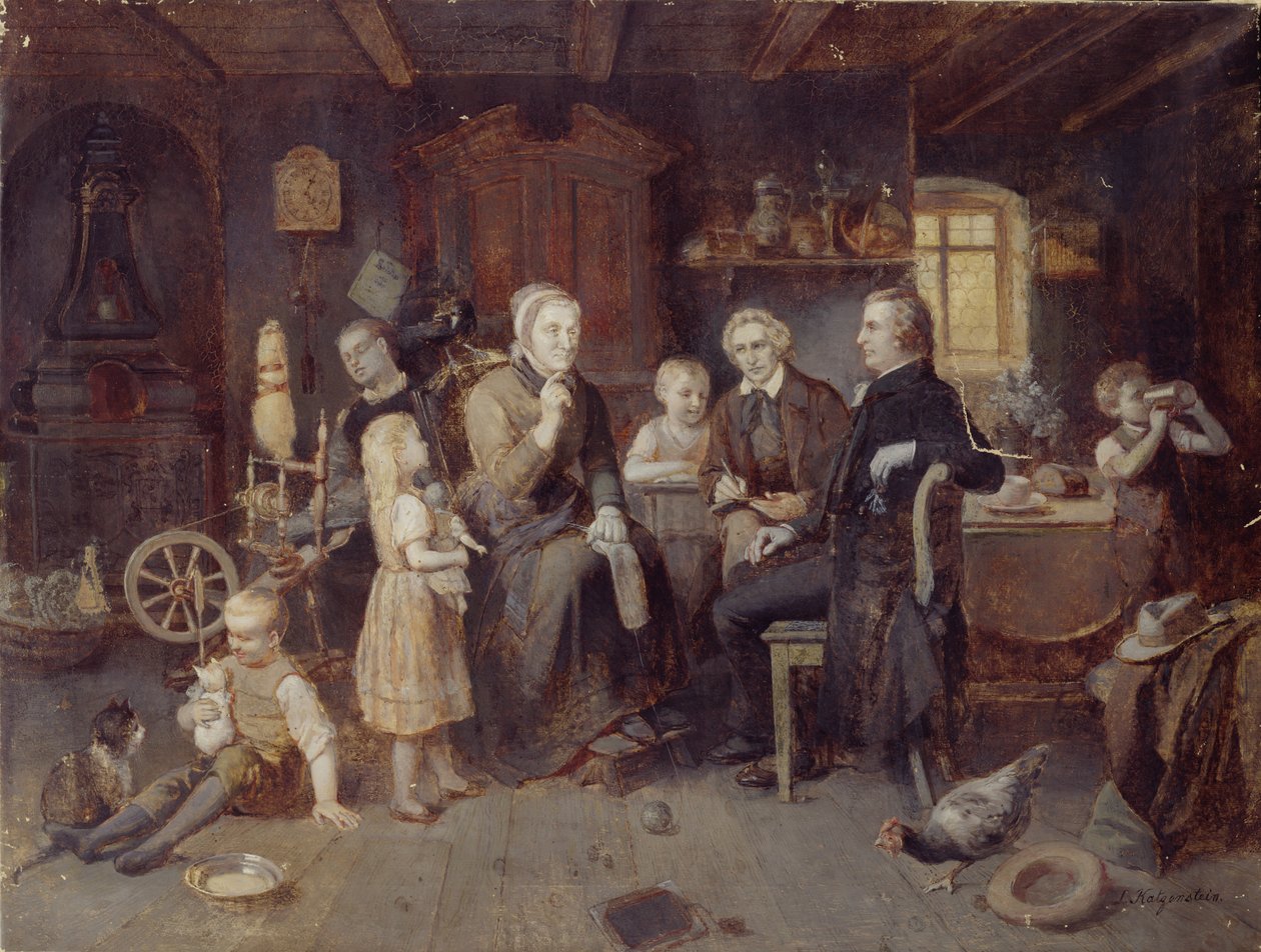 Bröderna Grimm vid sagofruarna, ca. 1894 av Louis Katzenstein