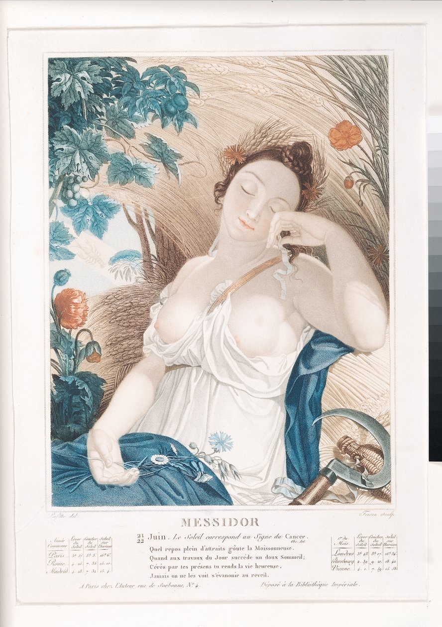 Messidor (juni juli), tionde månaden i den republikanska kalendern, graverad av Tresca, franska, ca 1794 av Louis Lafitte