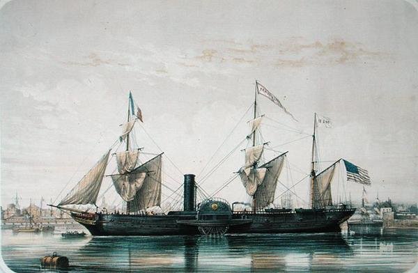 S.S. Franklin i Florida Basin i Le Havre, ca 1851 av Louis Le Breton