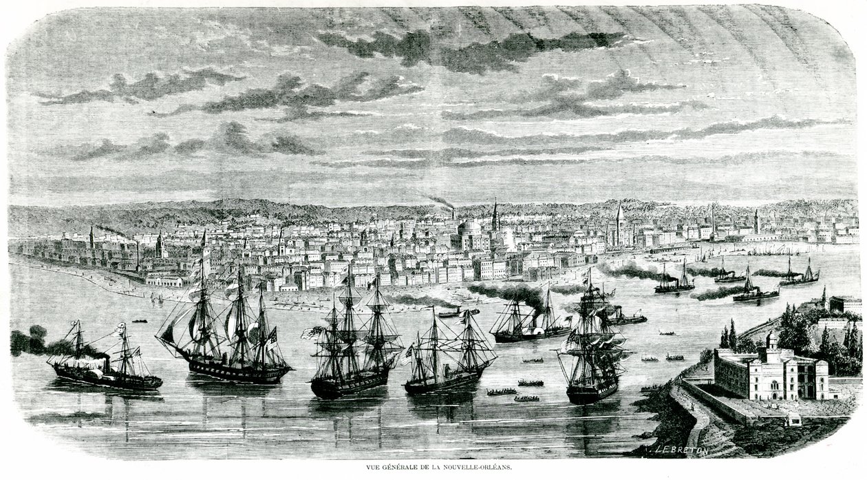 Utsikt över New Orleans, 1862 av Louis Le Breton