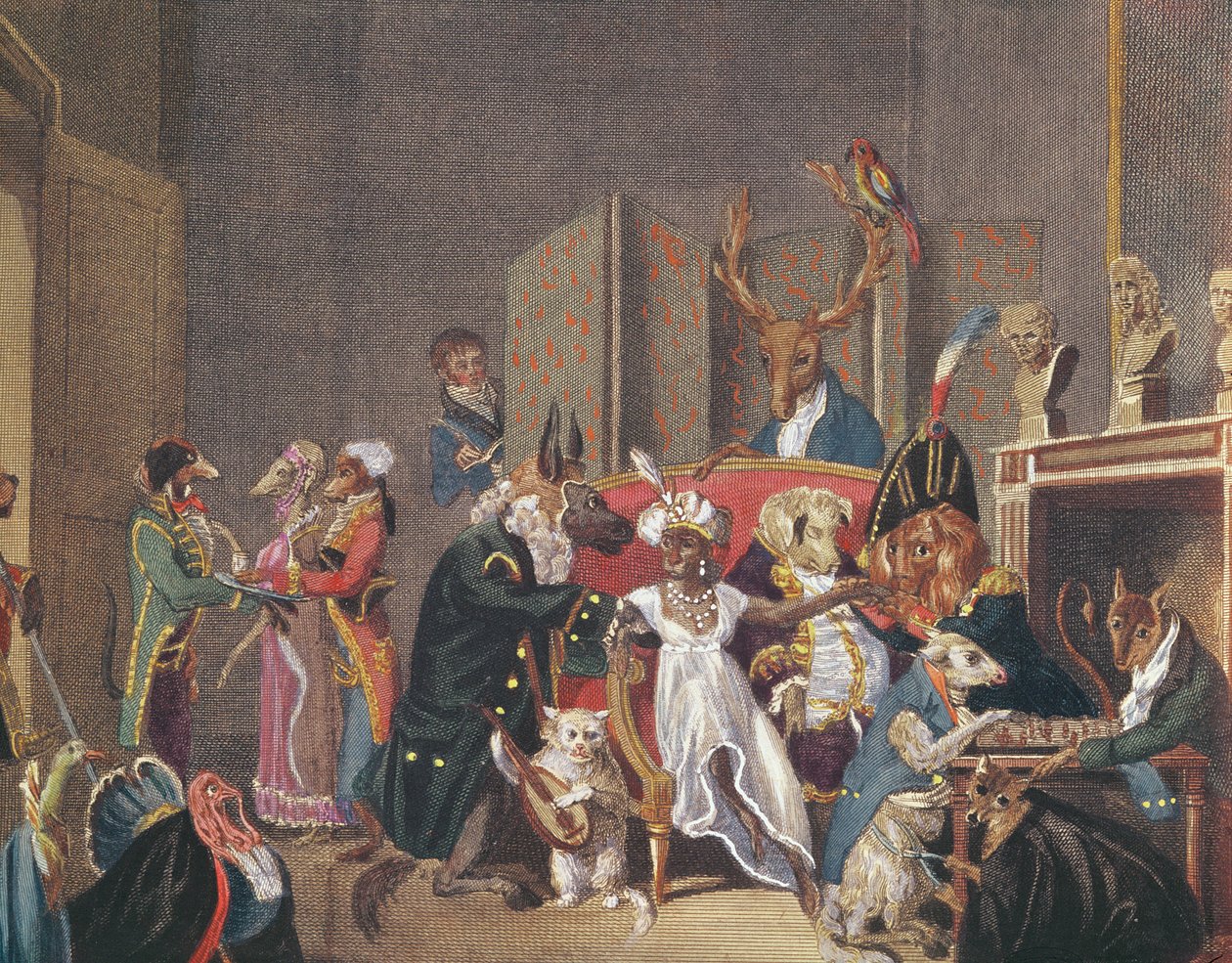 Tecknad film om Josephine-salongen (1763-1814) av Louis Leopold Boilly