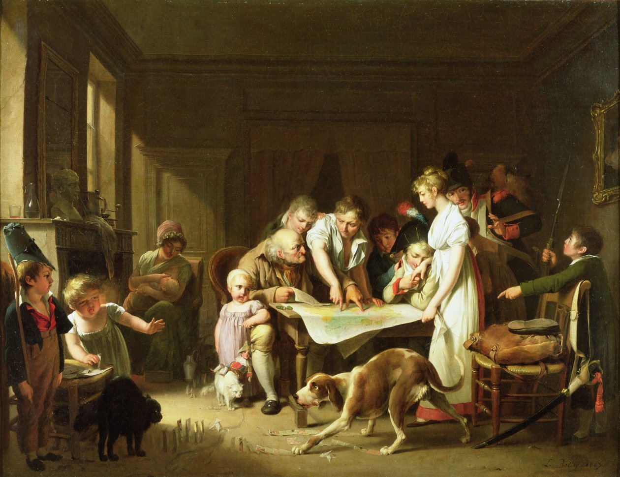 Läsning av armérapporten, 1807 av Louis Leopold Boilly