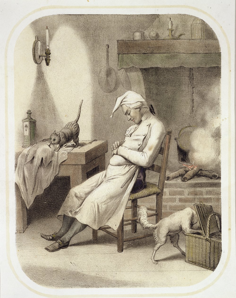 Sloth in the Kitchen, från en serie tryck som föreställer de sju dödssynderna, ca 1850 av Louis Leopold Boilly