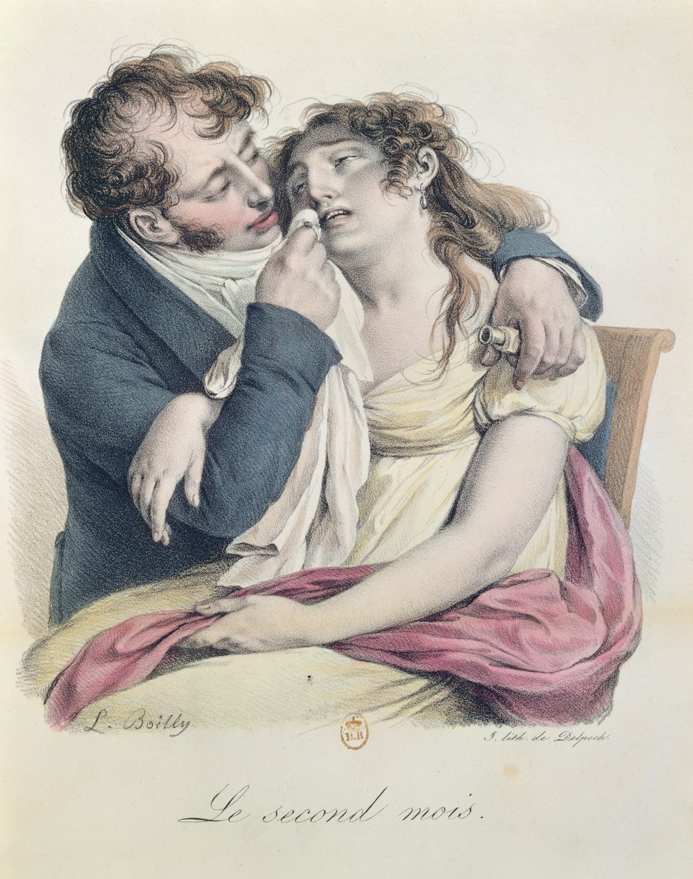 Den andra månaden av graviditeten, ca 1825 (färgad litho) av Louis Leopold Boilly