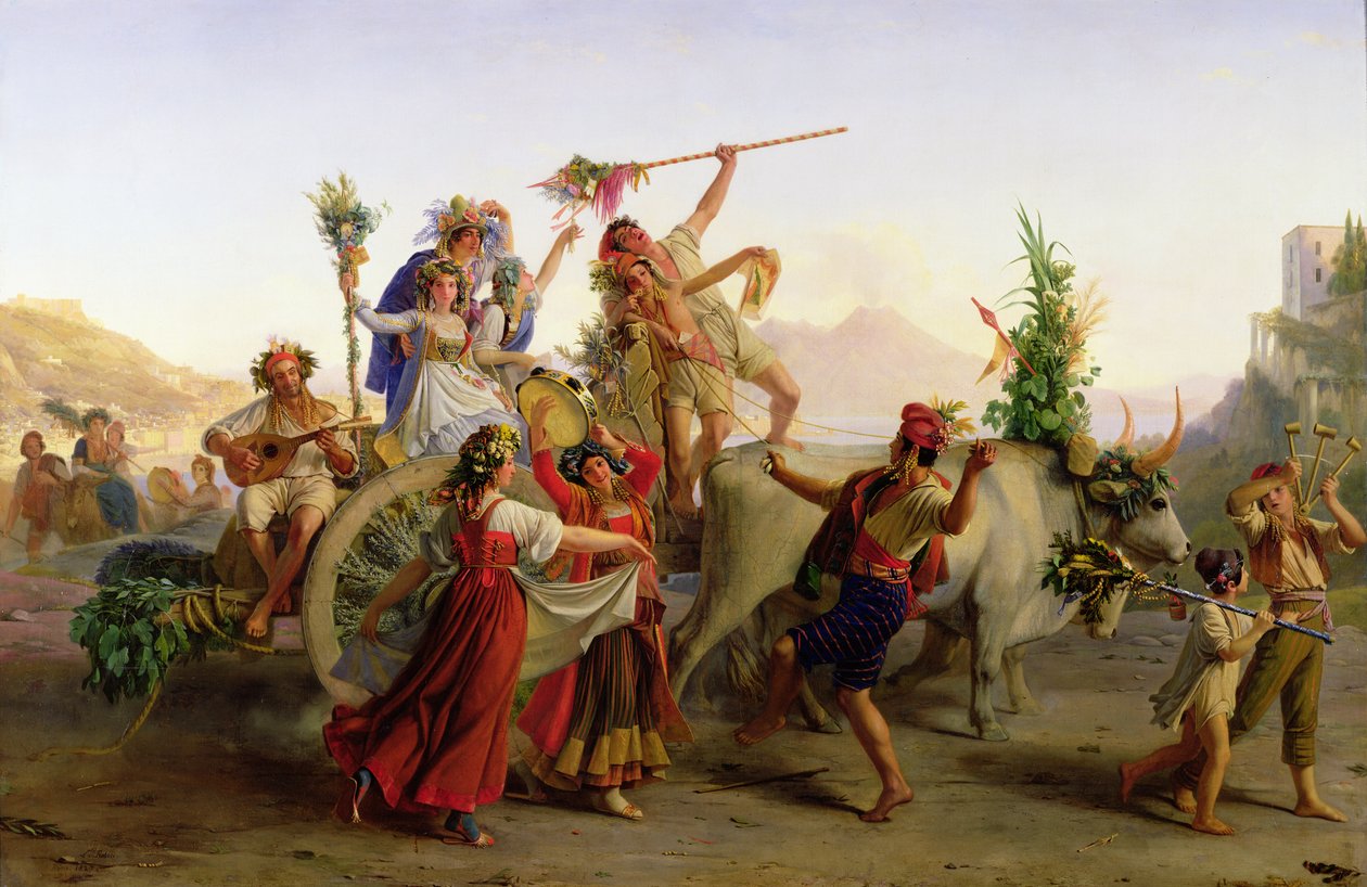Return of the procession of the Madonna of the Arc, nära Neapel, 1827 av Louis Leopold Robert
